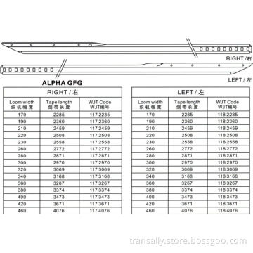 Rapier Loom Tapes for Alpha Gfg